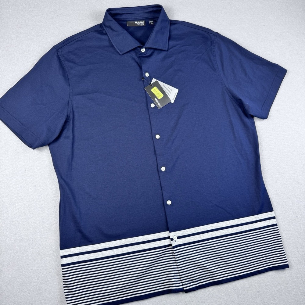 NWT Murano Liquid Luxury Button Shirt Men XL Short Sleeve Performance Slim Fit